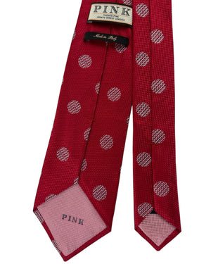 Thomas Pink Tie Red Textured Polka Dot