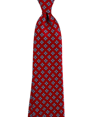 Stefano Ricci Tie Red Blue Mini Flower Cluster