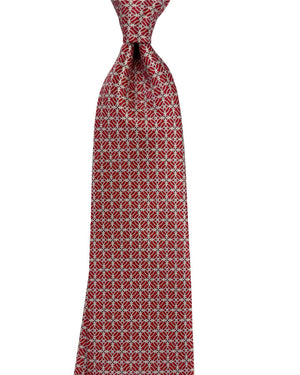 Stefano Ricci Tie Red Silver Geometric