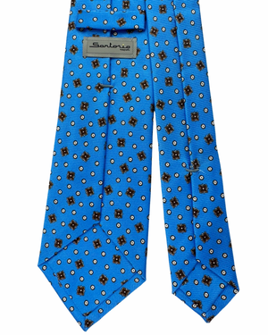 Sartorio Napoli Silk Tie Blue Brown Floral Dots