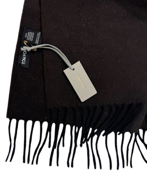 Tom Ford Cashmere Scarf Dark Brown Fringe SALE