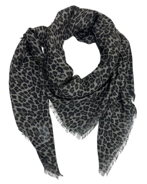Tom Ford Scarf Gray Black Cheetah Design