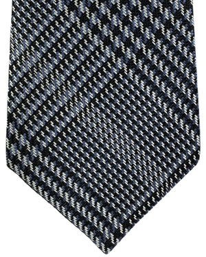 Tom Ford Silk Tie Black Silver Lavender Plaid Check - Wide Necktie