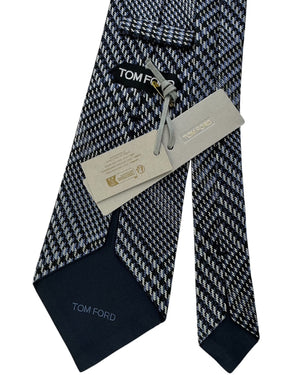 Tom Ford Silk Tie Blue and White Houndstooth