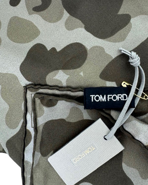 Tom Ford Silk Pocket Square Gray Camo