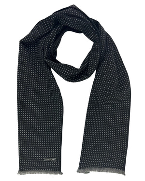 Tom Ford Short Scarf Black Silver Dots Design - Wool Shawl Men Collection