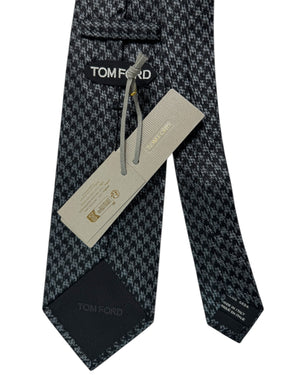 Tom Ford Tie Charcoal Gray Black Houndstooth Design SALE