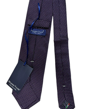 Massimo Valeri Extra Long Tie Purple Silver Micro Dots - Hand Made In Italy