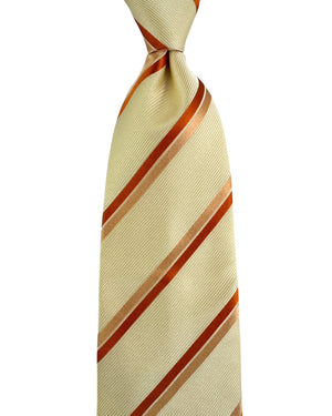 Valextra Silk Tie Peach Cream Stripes - Wide Necktie CYBER MONDAY SALE