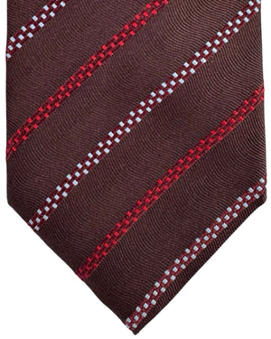 Valextra Tie Bordeaux Stripes - Jacquard Silk Wide Necktie