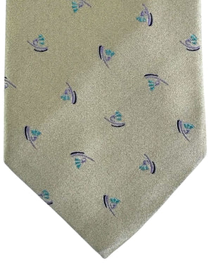 Valextra Silk Tie Beige Design - Wide Necktie