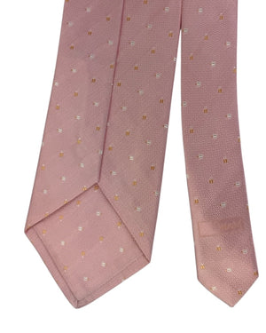 Valextra Silk Tie Pink With Gold And White Bottle Motif - Wide Necktie