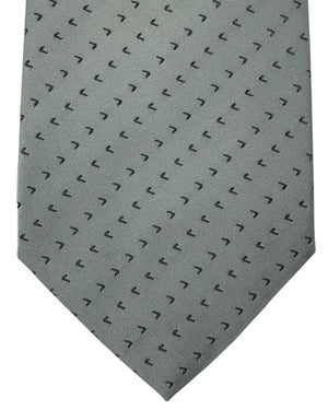 Valextra Silk Tie Gray With Black Directional Arrows - Wide Necktie CYBER MONDAY SALE