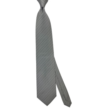 Valextra Silk Tie Gray With Black Directional Arrows - Wide Necktie CYBER MONDAY SALE