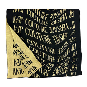 Versace Scarf Black Gold Logo Liquify - Versace Jeans Couture