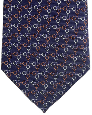 Ermenegildo Zegna Tie Navy Chain Pattern Tie Geometric