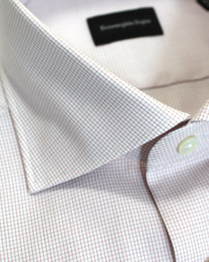 Zegna Dress Shirt White Pink Grid