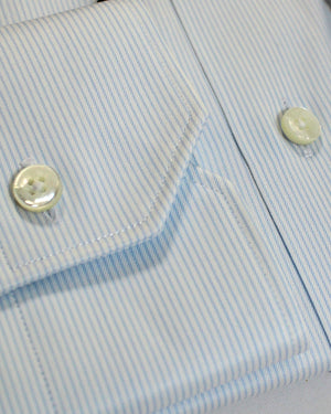 Ermenegildo Zegna Dress Shirt Classic White Blue Stripes 39 - 15 1/2