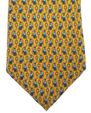 Ermenegildo Zegna Silk Tie Orange Ski Lift Novelty Design