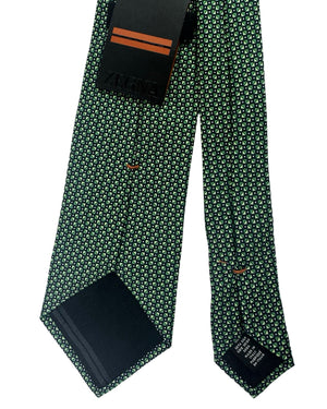 New Zegna Silk Tie Green Geometric