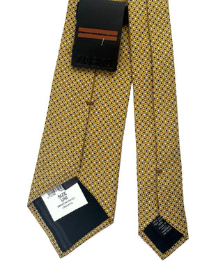 Zegna Silk Tie Mustard Geometric Design