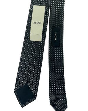 Z Zegna Silk Tie Gray Design - Skinny Cut
