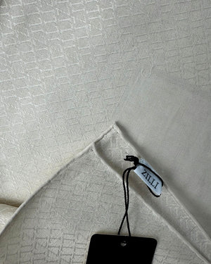 Zilli Cotton Pocket Square Beige Cream Logo FINAL SALE