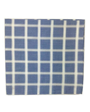 Zilli Cotton Pocket Square Royal Blue White Check FINAL SALE