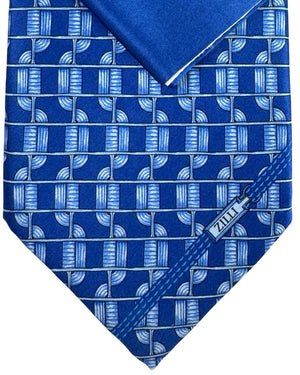 Zilli Silk Tie & Matching Pocket Square Set Blue Design
