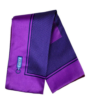Zilli Pocket Square Purple Dark Blue Geometric Design