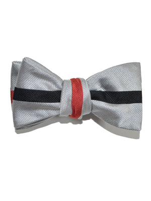 Gene Meyer Silk Bow Tie Black Gray Red Stripe - Hand Made In Italy