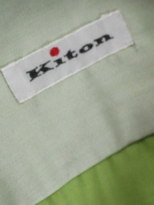 Kiton Shirt Light Green Spread Collar 40 - 15 3/4 REDUCED - SALE