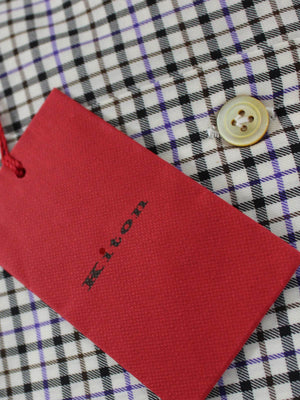 Kiton Shirt White Purple Check Shop Online