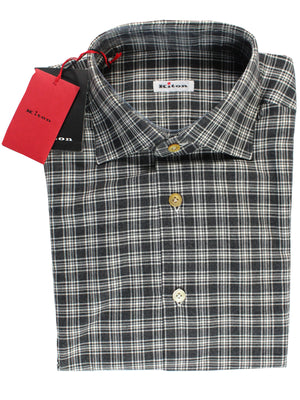 Kiton Shirt Black Glen Check 40 - 15