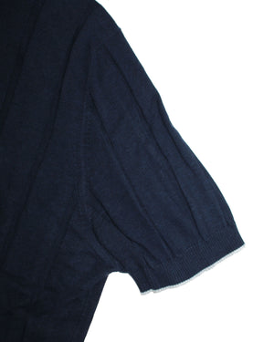 Luigi Borrelli Polo Shirt Navy Pleated EU 48 / US 38