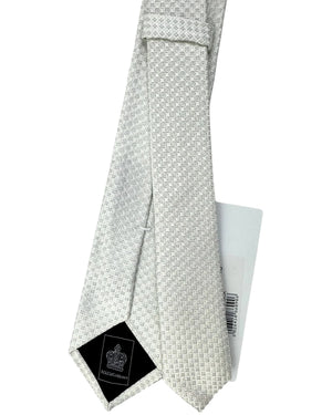 Dolce & Gabbana Skinny Tie White-Silver Geometric SALE