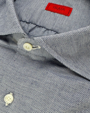 Isaia Shirt Blue Cotton Cashmere