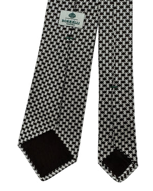Luigi Borrelli Silk Tie Black and White Houndstooth