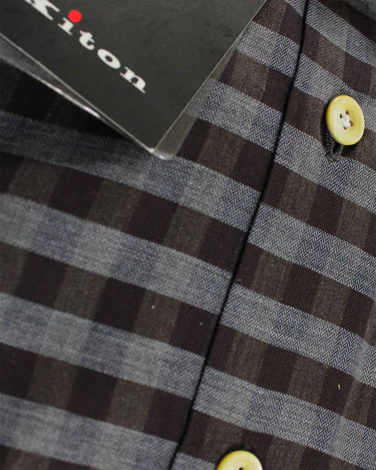 Kiton Shirt Brown Gray Gingham