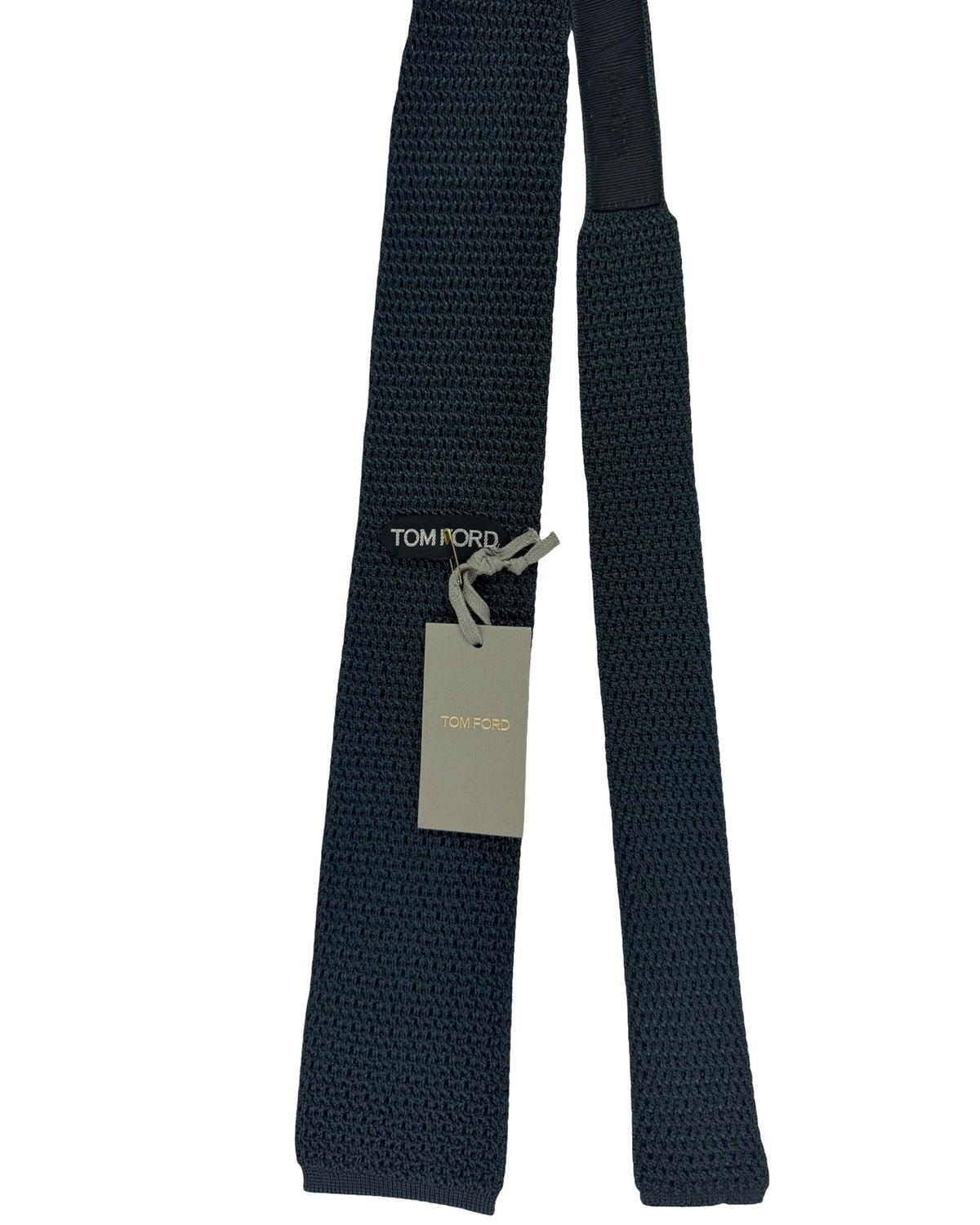 Tom Ford Knitted Square End Tie Dark Gray New