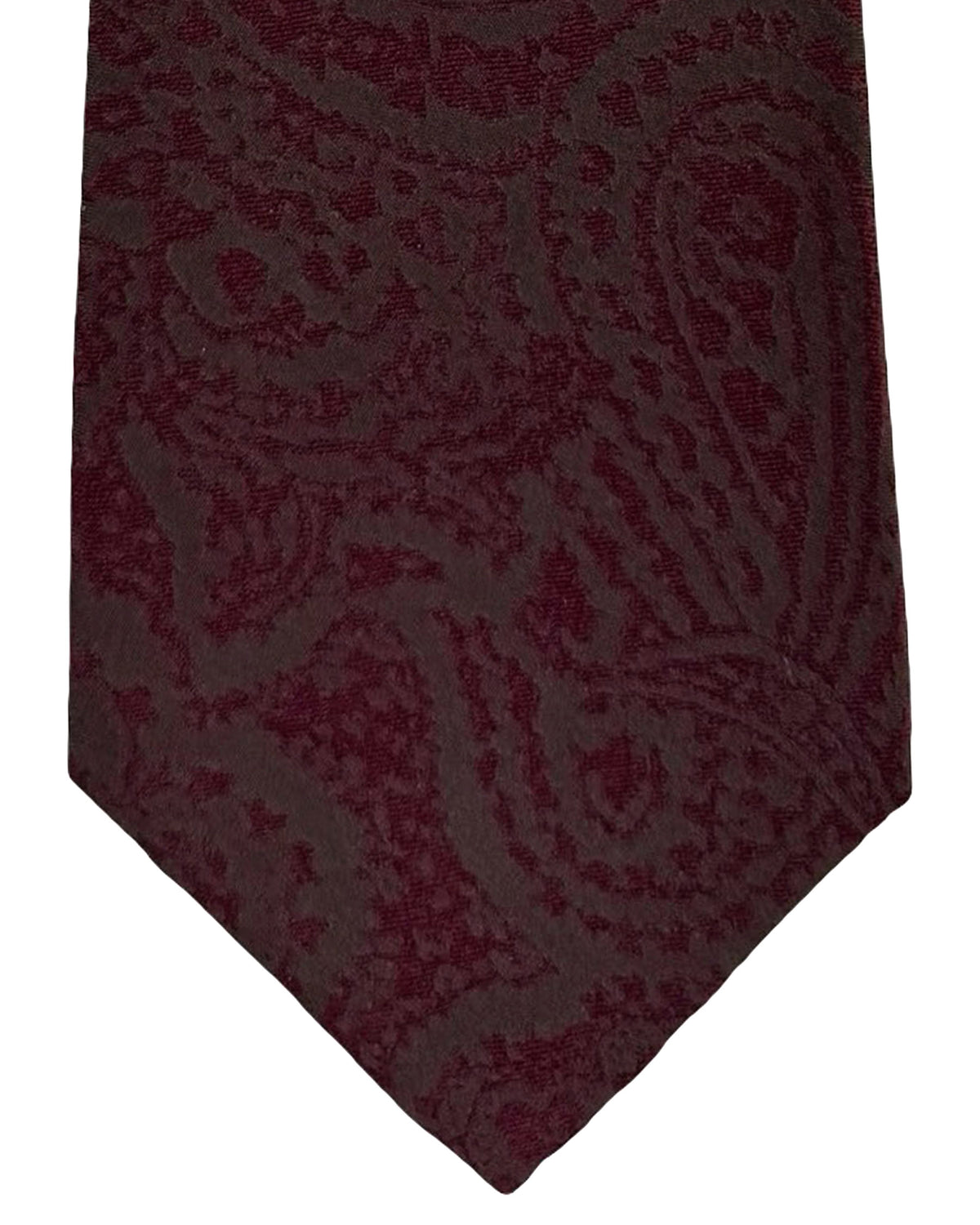 Kiton Sevenfold Silk Tie Brown Maroon Oversized Paisley