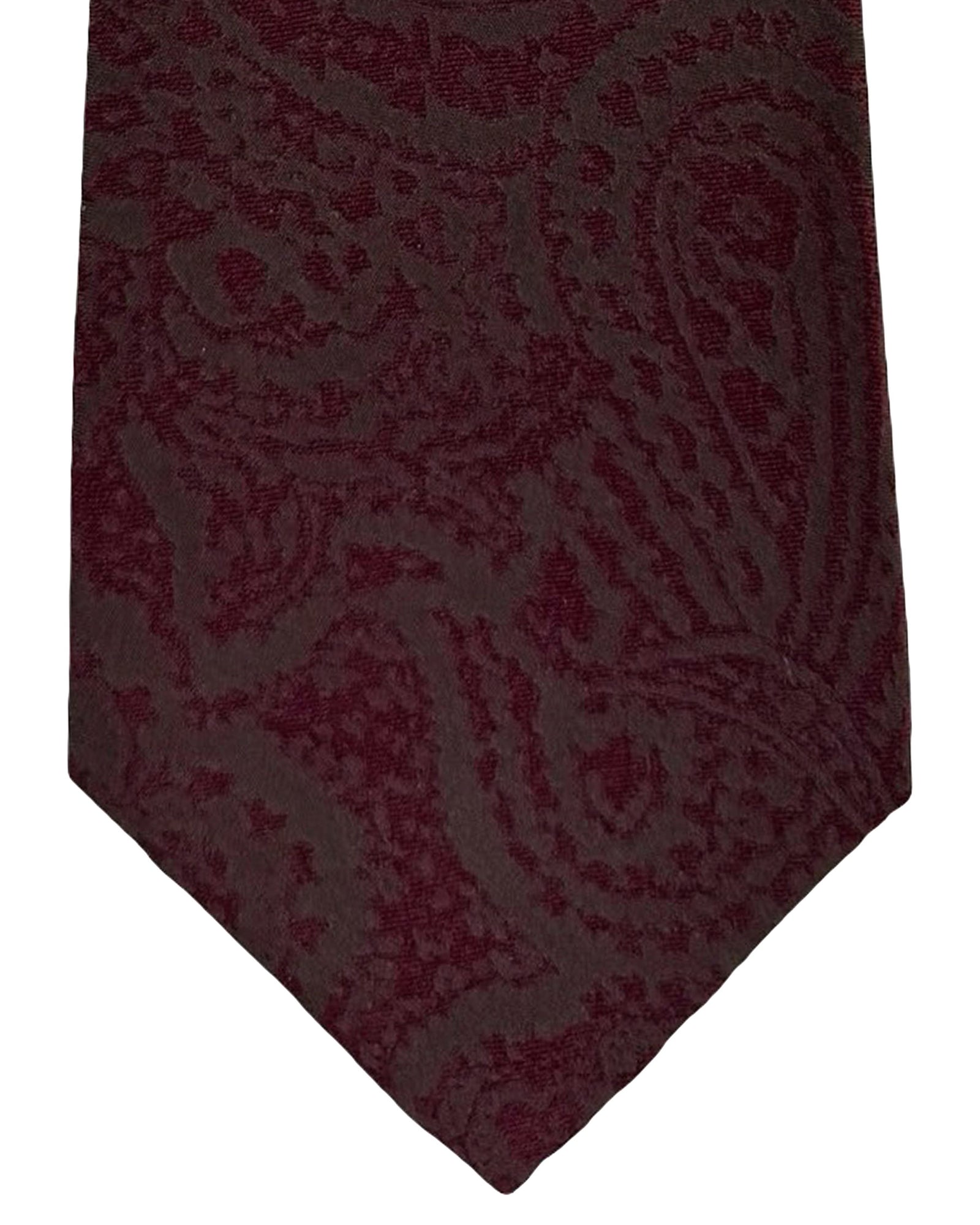 Kiton Sevenfold Silk Tie Brown Maroon Oversized Paisley