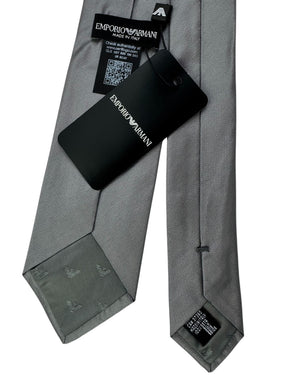 Armani Necktie Charcoal Gray Satin