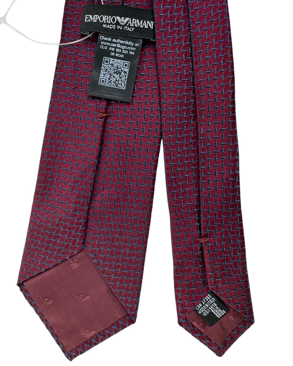Armani Tie Maroon Blue Basket Weave