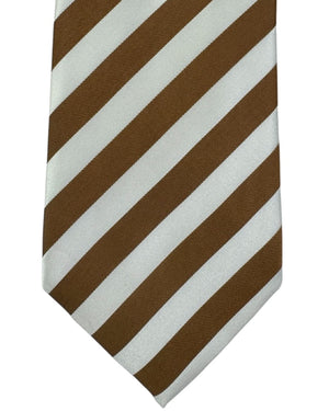 Armani Tie Brown White Stripes SALE