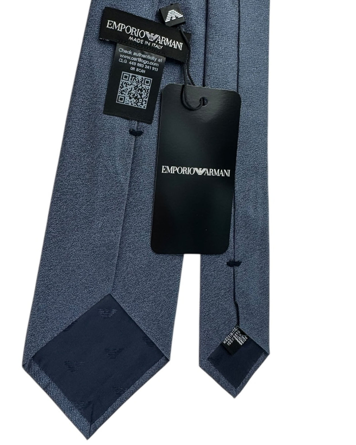 Armani Silk Tie Steel Blue Solid Textured