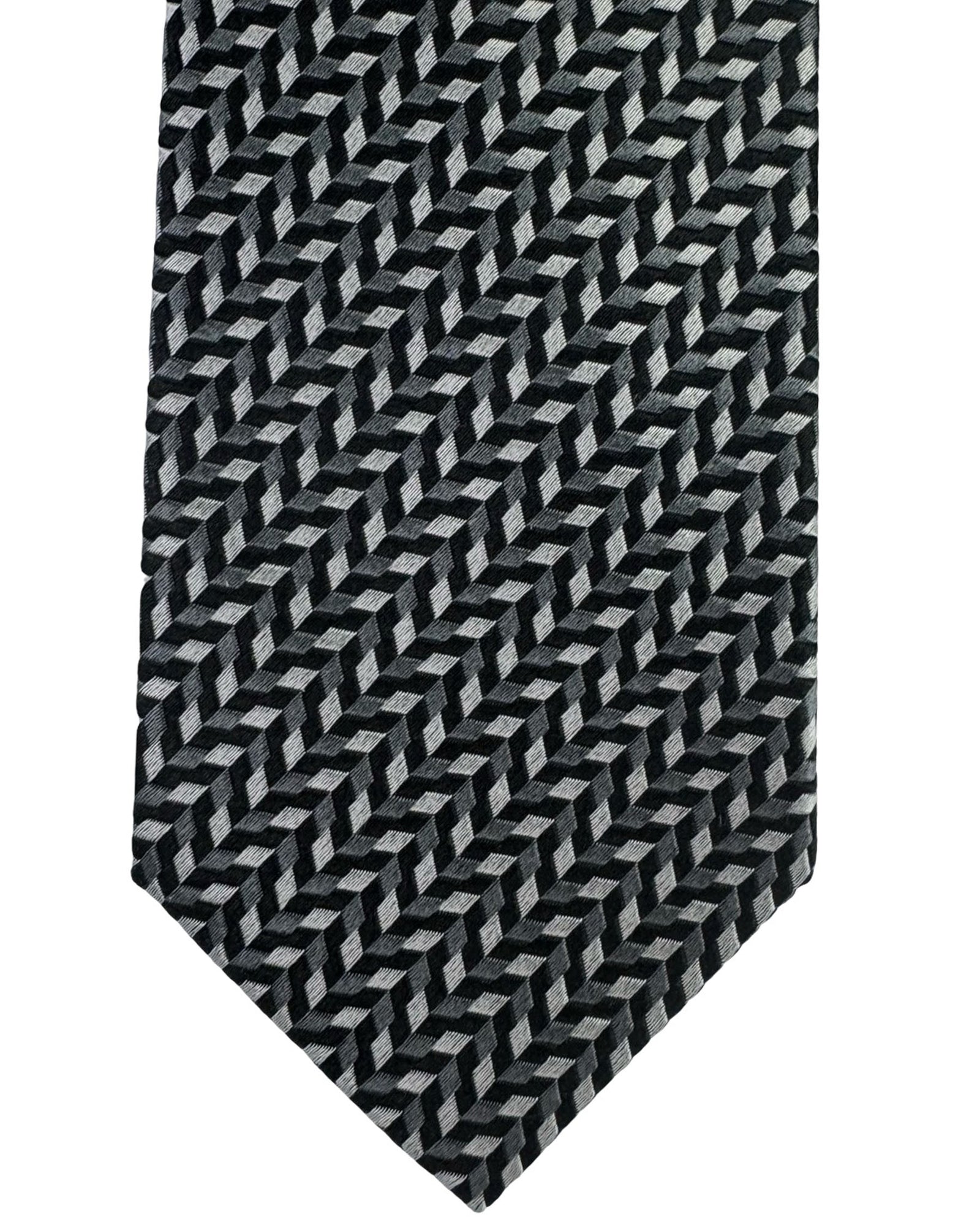 Armani Tie Black Gray Geometric Pattern