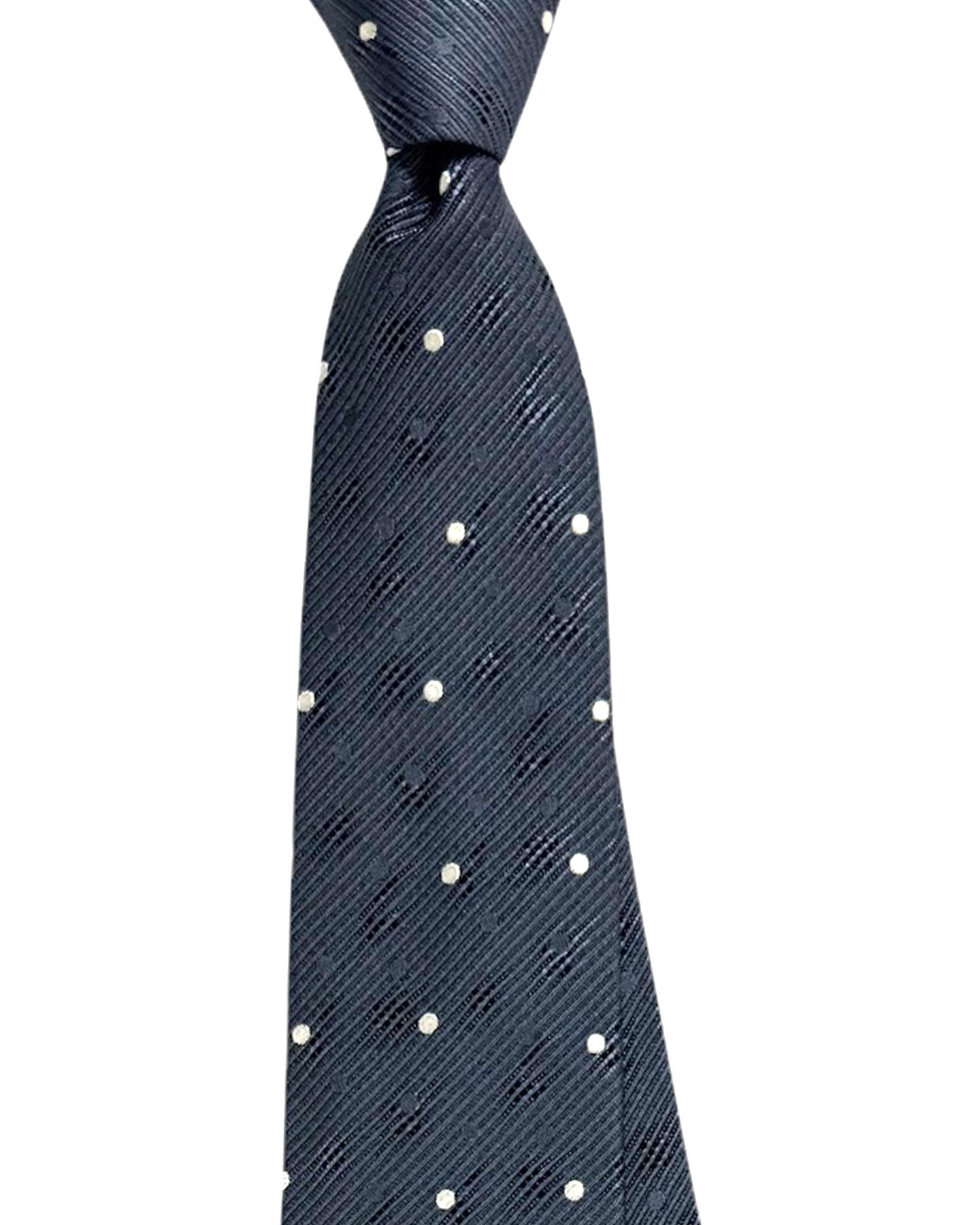Armani Silk Tie Charcoal Gray Polka Dots SALE
