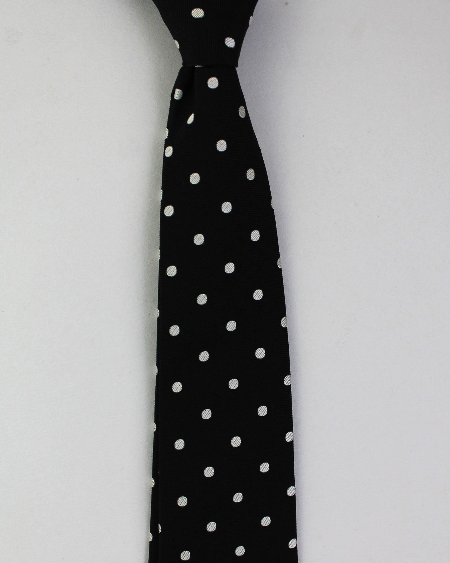 Armani Silk Tie Black Silver Polka Dots