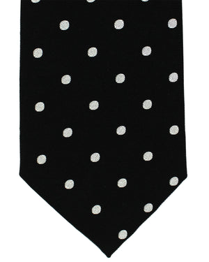 Armani Silk Tie Black Silver Polka Dots